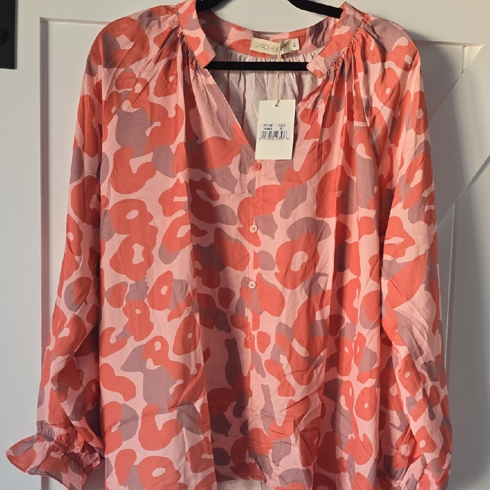 Grace Women's Coral and Pink Blouse